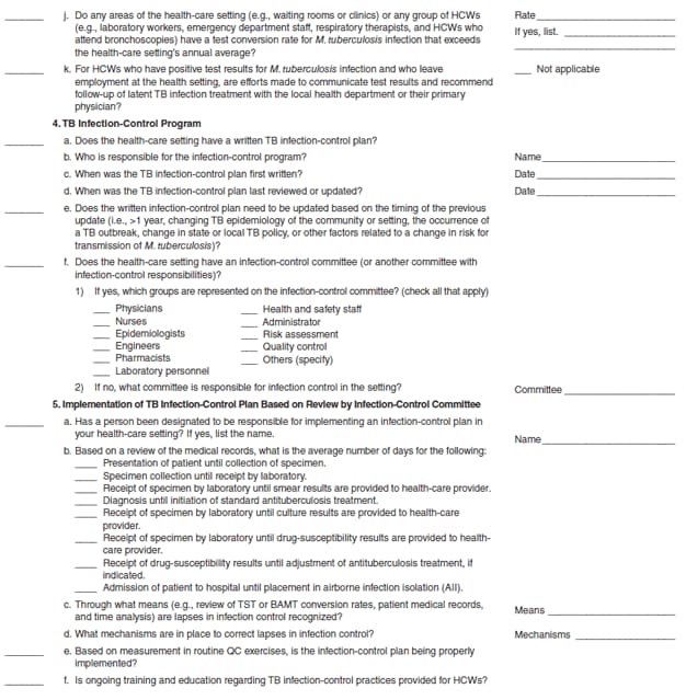 Appendix B. (Continued>) Tuberculosis (TB) risk assessment worksheet